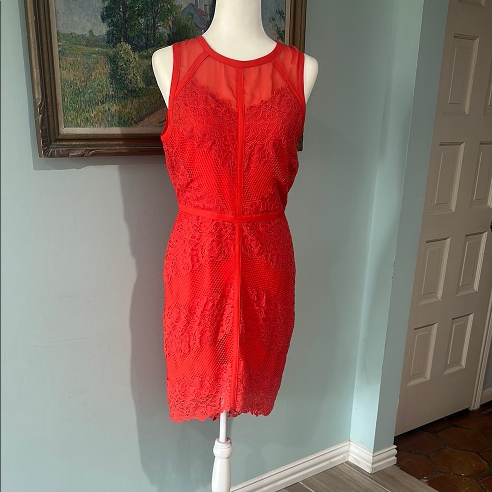 Adelyn Rae Red Halter Sheath Mini Dress - Picture 2 of 10